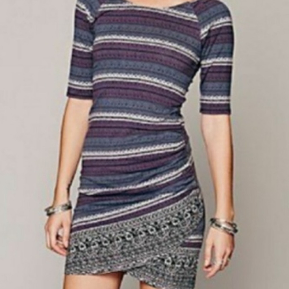 Free People Striped Purple and Blue Knit Bodycon Dress - Picture 10 of 13